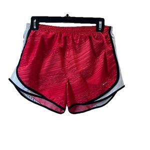 Nike Dri Fit Tempo Running Shorts Red Black Drawstring Womens Size M Athletic
